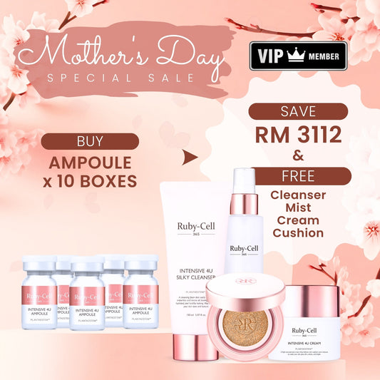 [VIP Exclusive] Ruby-Cell Mother's Day Special | 10 Boxes of Ampoule + FREE Cleanser, Mist, Cream & Cushion