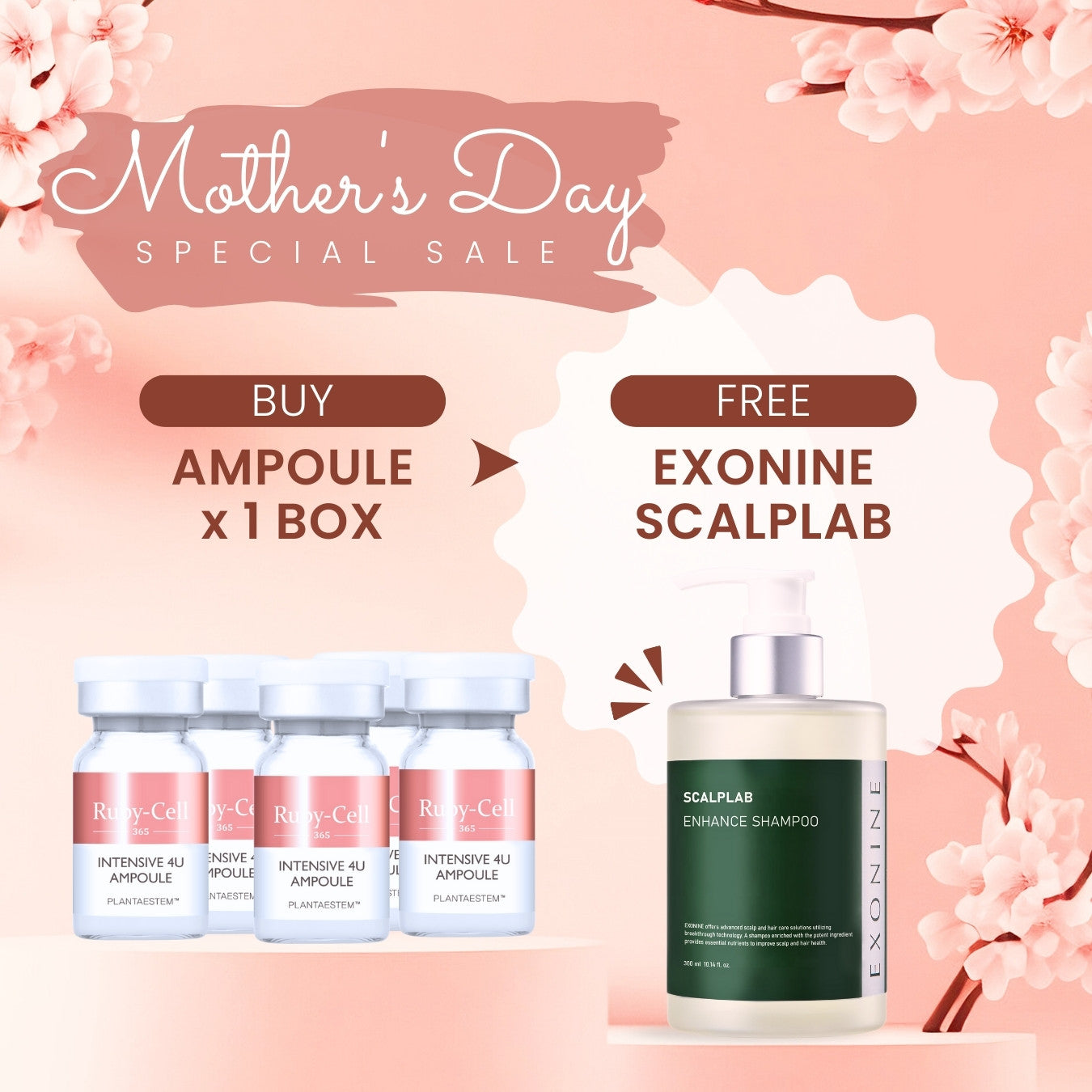 Ruby-Cell Mother's Day Special | 1 Box Ampoule + EXONINE Scalplab