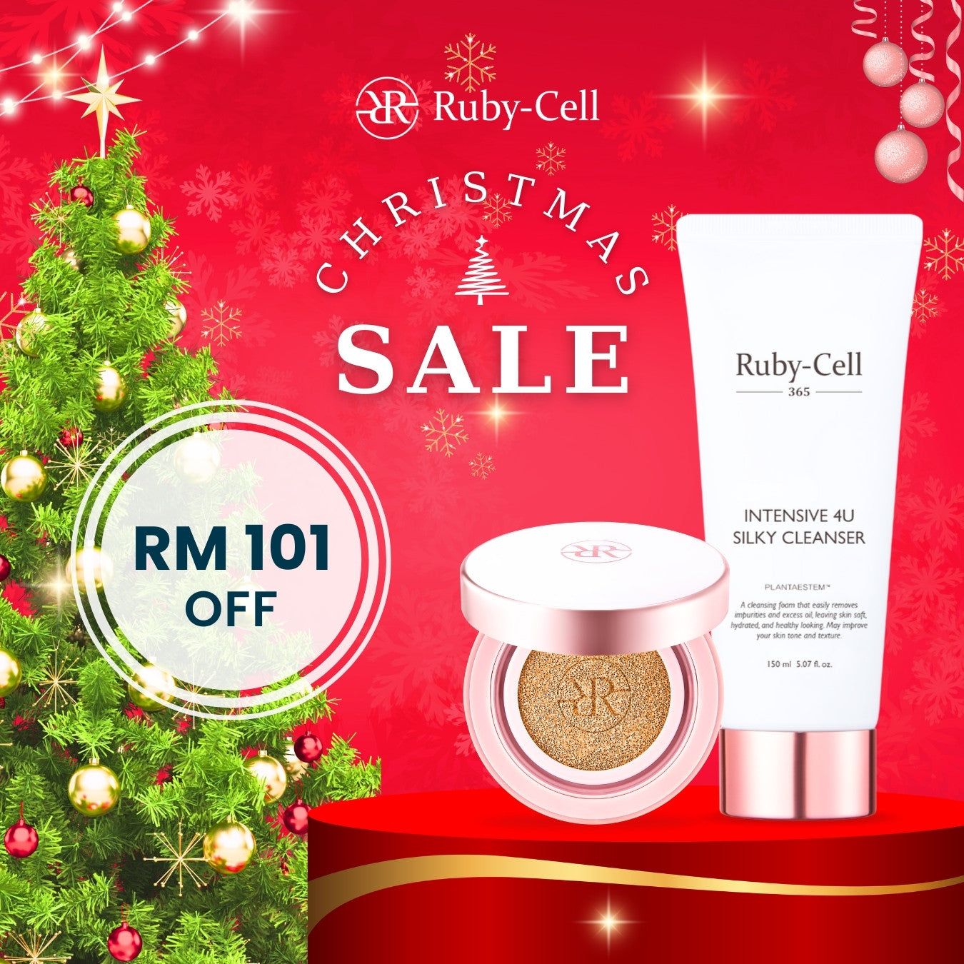 Ruby-Cell Xmas Special | Intensive 4U Silky Cleanser + Glow Ampoule Cushion