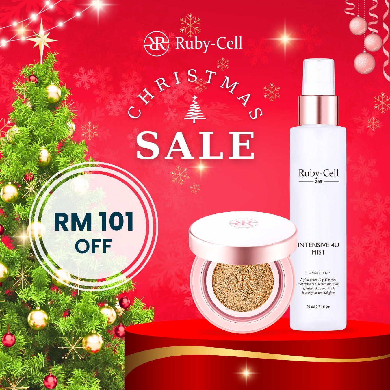 Ruby-Cell Xmas Special | Intensive 4U Mist + Glow Ampoule Cushion
